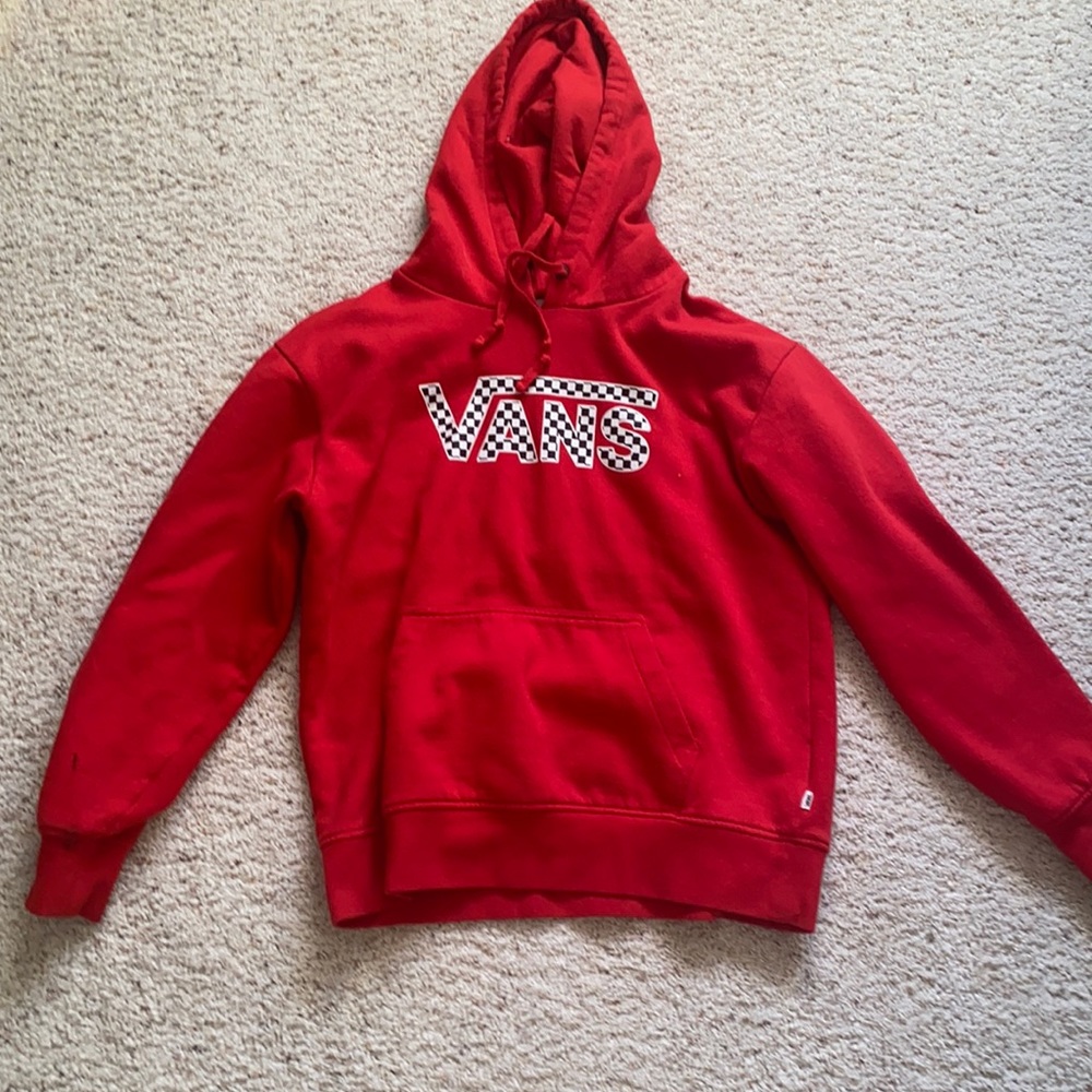 vans red checkered print hoodie